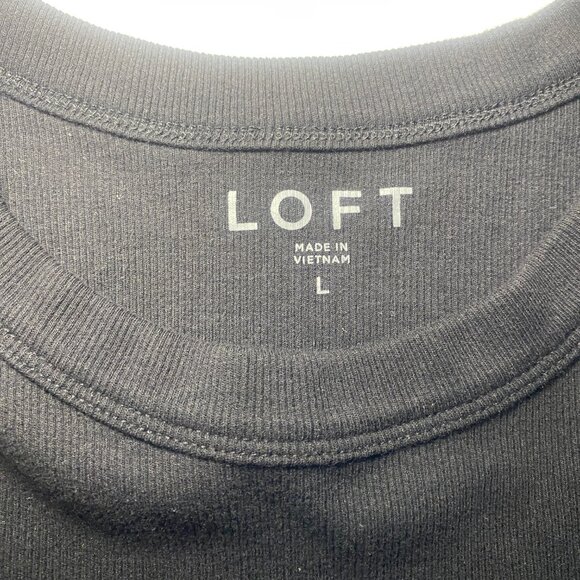Loft Scoop Neck Sleeveless Black Tank Fitted Womens L Ribbed Knit Layering EUC - Picture 3 of 8